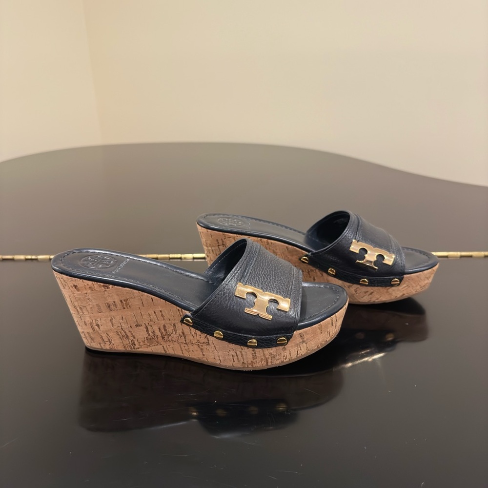 RARE authentic iconic luxury summer beach resort Tory Burch wedge/sandals/shoes - Picture 10 of 17
